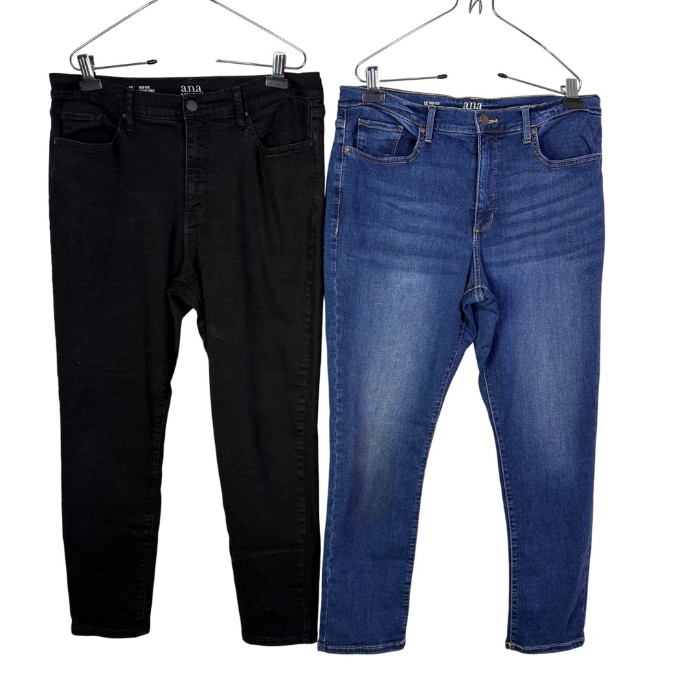 a.n.a Skinny Ankle Jeans Women 16 Black Blue High Rise Denim Lot 2 Pair